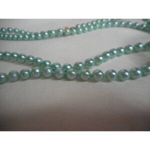 Pastel blue Faux Pearl 29" Necklace Strand Costume Jewelry Estate Find